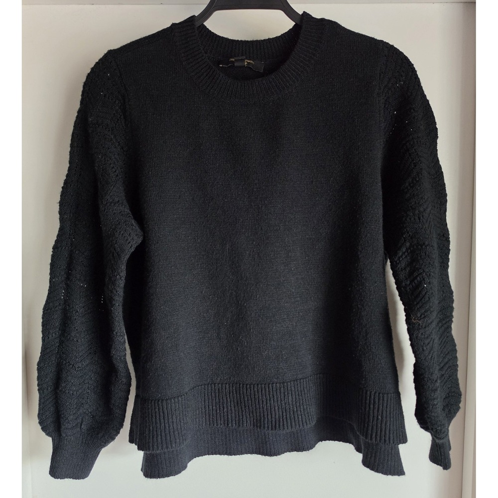 Christian Siriano Women XL Black Crew Neck Long Sleeve Pullover Sweater Top